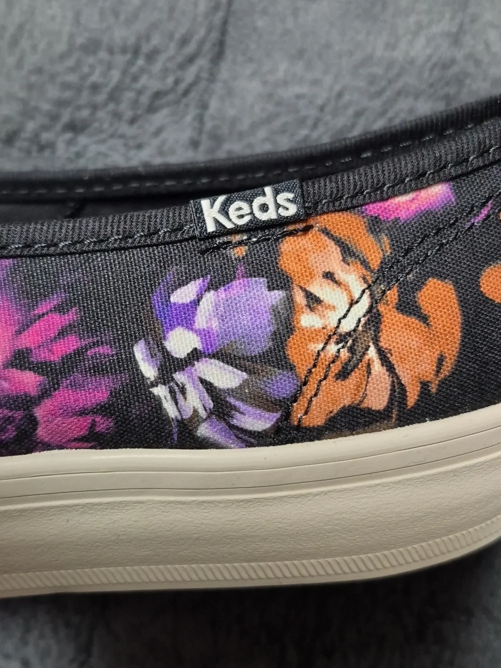 Keds Double Decker Blooms Slip-On Shoes In Black, Size 8, New In Box - Picture 12 of 14